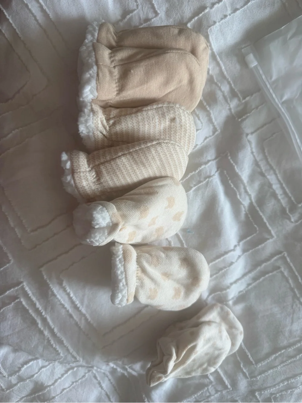 Neutral Beige Baby Mittens Set